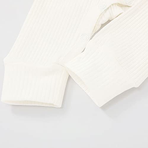 Infant Baby Boy Girl 2 Pack Solid Romper Ribbed Knit Short Long Sleeve One Piece Jumpsuit Clothes Sets…4