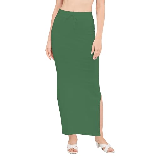 Image of DESI GIRL Cotton Lycra Stretchable Saree Shapewear Petticoat with Drawstring for Women | Fishcut Saree Petticoat with Side Slit for Easy Movement | Saree Shaper | Long inskirt