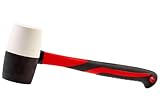 Mazo de goma con mango de fibra de vidrio - Mango de goma bicolor - Mango de fibra de vidrio - Martillo para pavimentos - Negro y blanco - Mango antideslizante - Martillo de goma dura grande - 680 g