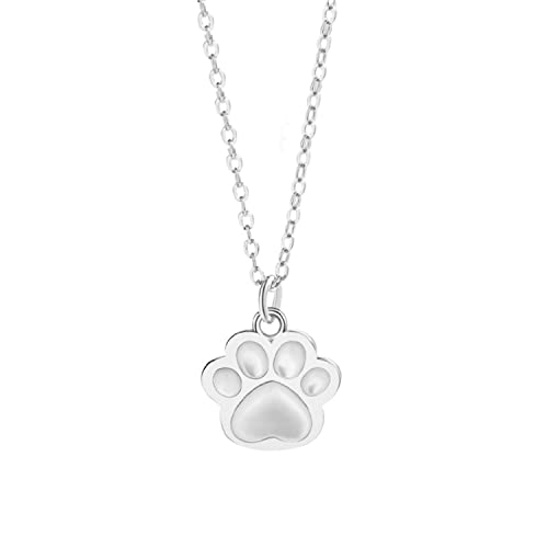 Bellitia Jewelry Collares Mujeres Colgante Diseño Pata de Gato Perro Símbolo en Plata de Ley 925 Chapado en Platino, Joyería Temática Para Mujeres