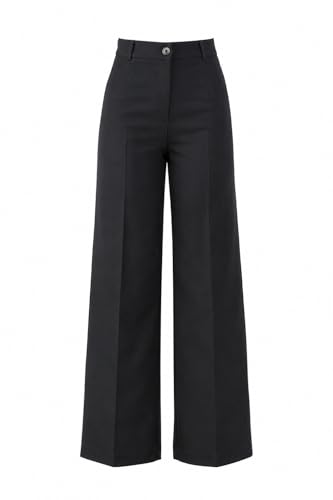 Image of Korean Pants for Woman | High Waist Wide Leg Trouser | Formal Office Casual Wear | Zero See-Through Semi-Stretchable Fabric