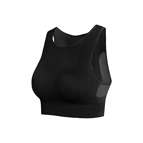 KOEMCY Soutien Gorge Sport pour Femme sans Armature Push up sans Couture Dos Nageur Brassière pour Fitness Jogging Golf (Noir,XL)