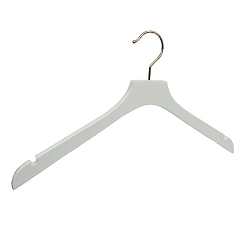 GERSO Design Kleiderbügel weiß mit goldenem Haken 440mm Breite Set mit 100 Stück Fashion Designer Holz Garderobe Haushalt