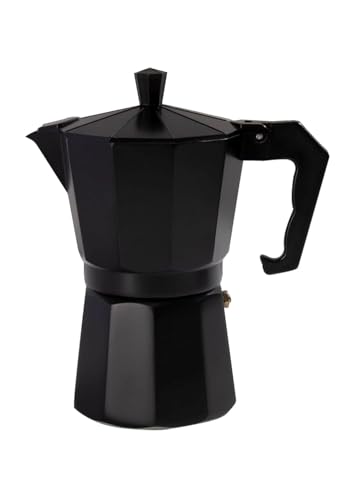 Image of DOPPIO Premium Moka Pot - Elegant Matte Black Aluminum Espresso Maker, Stove-top Percolator with Heat-Resistant Handle, Durable Italian Coffee Brewer for Rich Espresso (Classic Black)