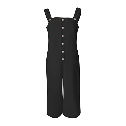Xiaxogool Bohemian Floral Jumpsuits For Women Dressy Linen Bottom Down Bib Overalls Oversized Graphic Rompers Wide Leg Capri Jumpsuit 2023 Summer Jumpsuits For Women Casual Black Medium #TOP3