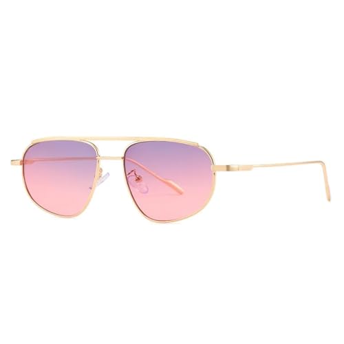 Lunettes de soleil ovales tendance dorées gris rose avec verres de protection UV400