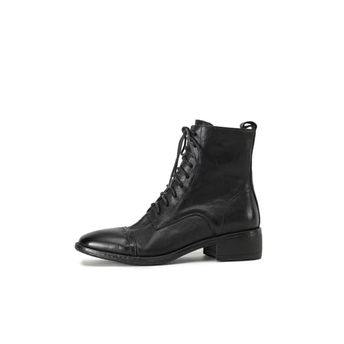 TinaCus Handmade Genuine Leather Ankle High Motorcycle Boots Round Toe Lace-up Booties for Women2