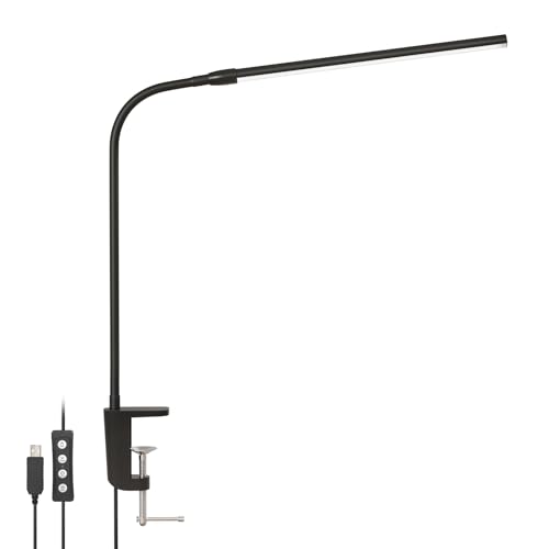 Lepro クランプライト デスクライト クランプ led 目に優しい 電気スタンド スタンドライト 【電球色・白色・昼光色/10段階明るさ/5W省エネ/明るい/Ra80演色/360&deg;角度調整可能/独立ボタン制御/USB給電式/1.5Mケーブル】 テーブル 卓上照明 卓上ライト 台灯 学習机 勉強机 読書灯 (ブラック)