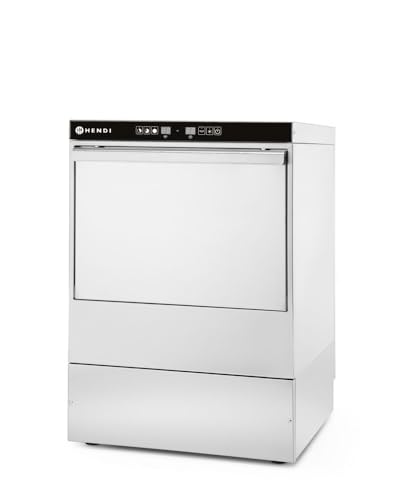 HENDI Lavavajillas industrial, para cestas 50x50cm, con control electrónico, máquina lavaplatos lavavasos lavacopas, 400V, 6600W, 570x600x(H)830mm, acero inoxidable