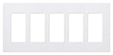 Lutron Claro 5 Gang Decorator/Rocker Wallplate, Gloss, White (1-Pack) | CW-5-WH