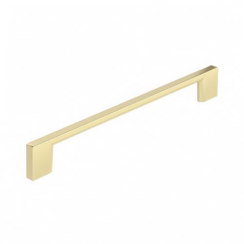 Image of Richelieu Hardware BP8160192160 Armadale Collection 7 9 /16-inch (192 mm) Center-to-Center Satin Brass Modern Rectangular Cabinet and Drawer Pull Handle for Kitchen, Bathroom, and Furniture
