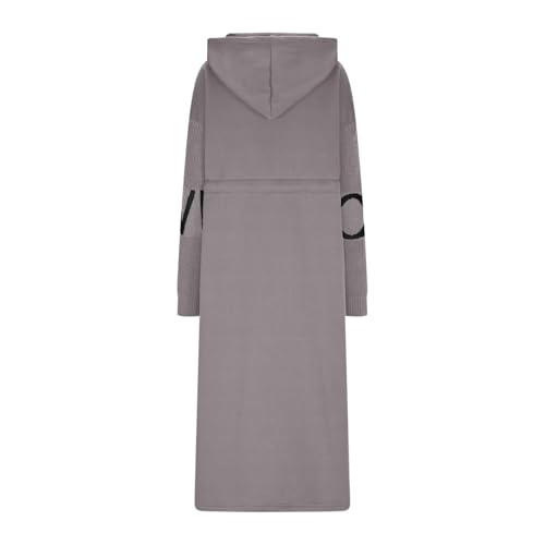 Women's Hooded Long Sleeve Knitted Sleeves Patchwork Casual Jacket, Letter Knitted Casual Drawstring Waist Outerwear3