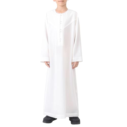 Kids Arabic Thobes for Boys Muslim Thobe Long Sleeve Kaftan Islamic Prayer Dress Kids Dubai 𝐑obe Ramadan Eid Outfit2