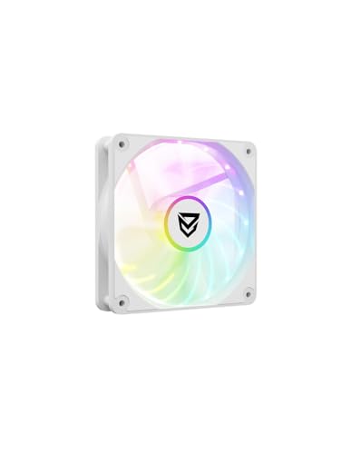 Nfortec Krater 120mm A-RGB Fan White, Ventilador Suplementario Blanco para PC Iluminación RGB Personalizable, MAX 1100 RPM, Rodamientos Hidraulicos, 12V 0,26A +-20%,4 Tornillos instalación