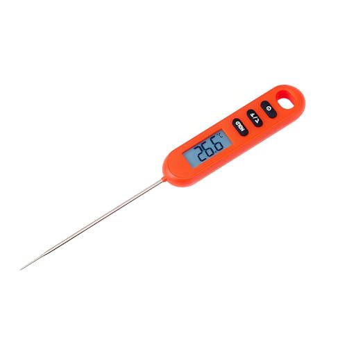 Ausenzup Kitchen Food Thermometer, Instant Read Meat Thermometer for Barbecue, Digital Cooking Aid with Long Probe for Accurate Readings, Perfect for Meats, Liquids, and Candy Making(Red)