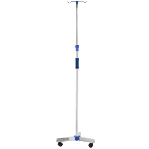 Wyazziv点滴スタンド 調整可能な輸液スタンド 組立簡単 軽くて丈夫な 安定して耐久性 輸液スタンド 安定 移動式 頑丈 点滴台 点滴棒 病院 診療所 家族など 美容院 福祉施設 養護施設 救急および在宅ケアに適しています (ステンレス製3脚2フック