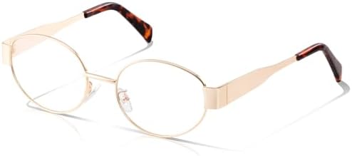 Oval Blue Light Blocking Glasses For Women Y2K Retro 90s Skinny Metal Frame Eye Protect Computer Eyeglasses