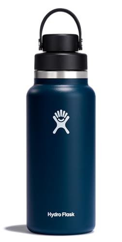 Image of Hydro Flask Water Bottle - Insulated Stainless Steel - Wide Mouth Chug Lid, Non Spill, Leakproof in 32 Oz Inidigo Blue