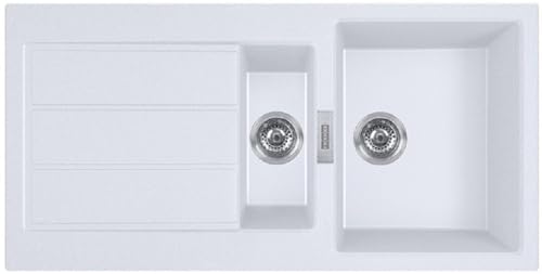 Franke Sirius 2 S2D 651 résine 1,5 évier un bac et demi avec égouttoir blanc pour montage en surface 100x50 143.0634.555