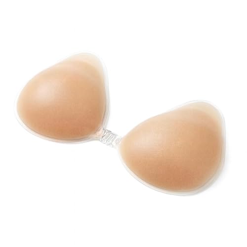 MAZANA Silicone Strapless Backless Bra for Women in Nude L | Invisible Lift Up Stick-On Bra with Wireless Support | Reusable Adhesive Push Up for Backless Dress Wedding & Evening Gowns