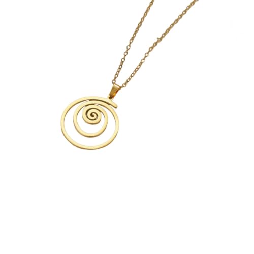 Collier pendentif spirale irrégulier femmes avec chaîne géométrique couleur or
