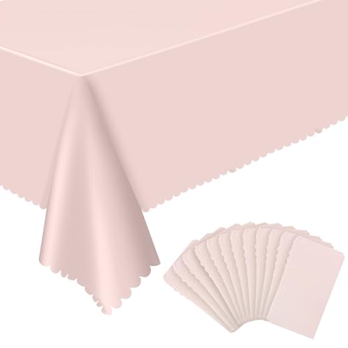 NatNarr 12 Pack Plastic Light Pink Tablecloth, 54 X 108Inch