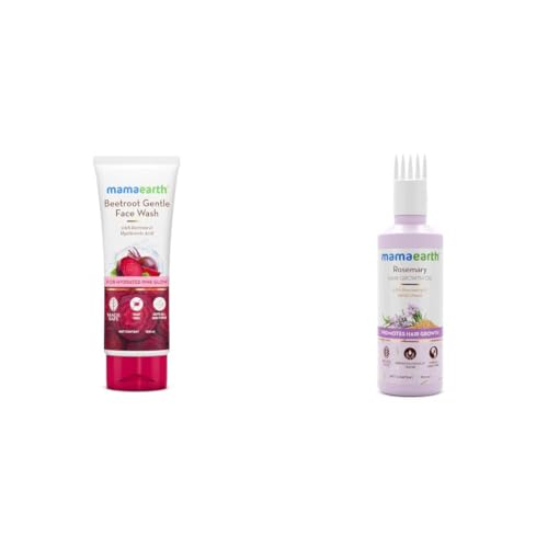 Image of Mamaearth Beetroot Gentle Face Wash Hyaluronic Acid For Hydrated Pink Glow 100Ml Mamaearth Rosemary Hair Growth Oil with Rosemary Methi Dana for Promoting Hair Growth 150 ml