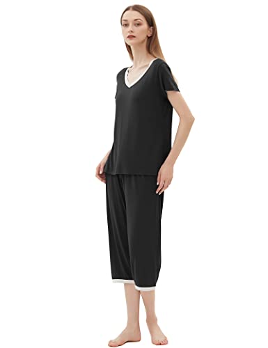 Image of Joyaria Cooling Pajamas Bamboo Viscose Lightweight PJs Set Women Wicking Sleepwear for Night Sweat S-XXL