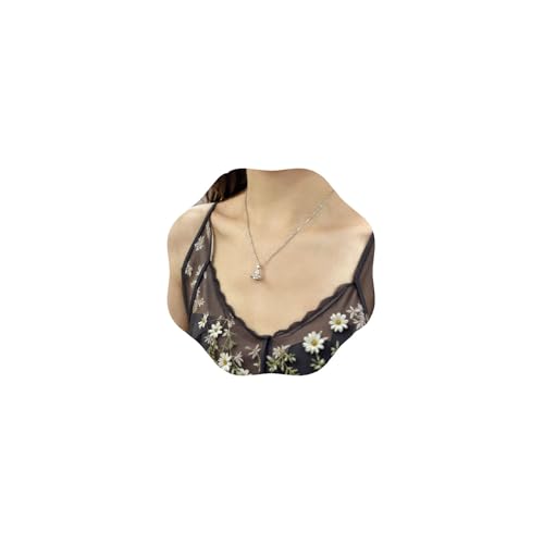 CASOLVX Saturn Planet Necklace Aesthetic Necklace Sky Star Saturn Planet Pendent Single Layered Necklaces Jewelry for Women (Silver)