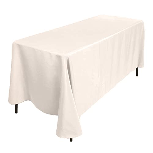 Trimming Shop Nappe rectangulaire en Polyester de qualité supérieure - 177,8 x 320 cm - Tissu Lavable pour Table à Manger, Banquet, Mariage, fête - Ivoire
