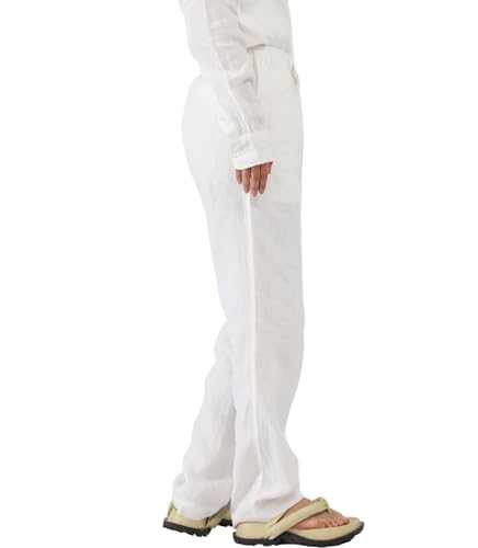 Women's 100% Linen Lounge Pants Lightweight Elastic Waist Casual Pants with Pockets2