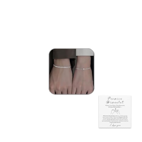 2 Pcs Matching Couple Bracelets for Men Women Permanent Bracelet Touch Bracelets for Couples Pinky Promise Friendship Bracelets Matching Bracelets for Couples Valentine's Day Gifts