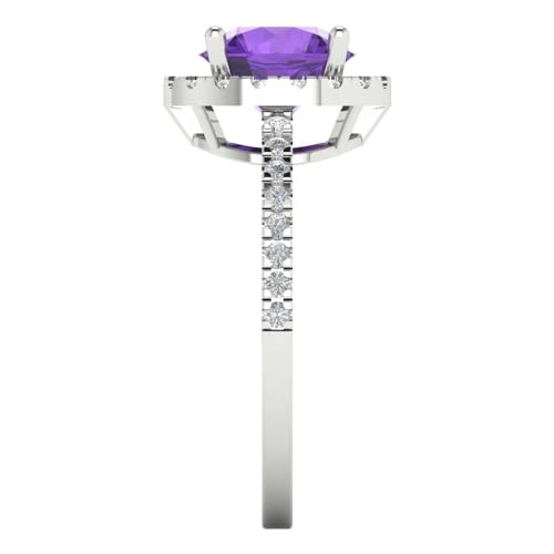 1.8 ctw Round Cut Solid Gold Engagement Ring for Women - 14K White Gold - Natural Amethyst Wedding Promise Ring for Her3