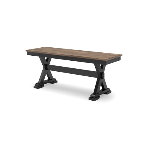 Signature Design by Ashley Wildenauer Farmhouse 50' Dining Bench, Dark Brown & Black