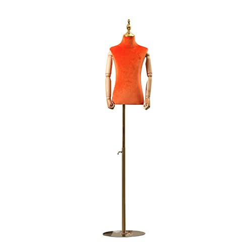 Child Mannequin Torso Body, Adjustable Height Dress Form with Wooden Arms, Dummy Model for 2 8 Years Old Kids Clothing Display, 6 Colors (Orange 2 Yea