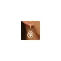 Brincos pendentes de ouro femininos modernos hipoalergênicos 14K delicados para formatura, Large, Cobre, Sem pedra preciosa