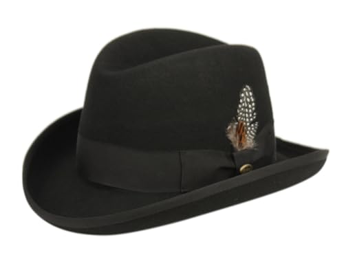 Epoch hats Classico Men's Wool Felt Homburg Hat (S Black)