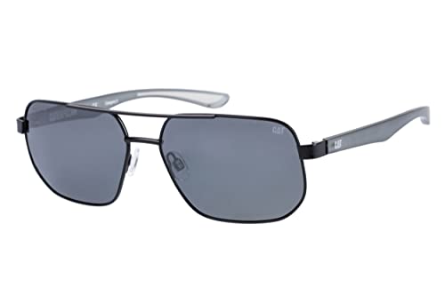 Caterpillar 8013 Men's Polarized Navigator Sunglasses, Matte Black/Matte Grey Crystal, 58 mm