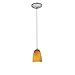 Sherry - Integrated (SSL) LED Cord Pendant - Brushed Steel Finish - Amber Glass Shade