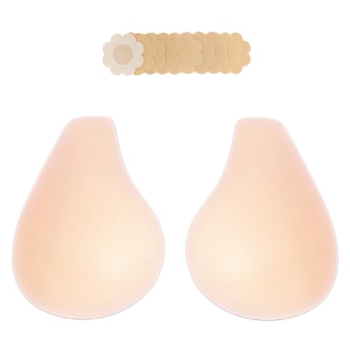 Bontierie 2025 Added Lift Nipple Covers Ultra-Thin Seamless Sticky Adhesive Bras Push up Reusable Pasties for Women Beige