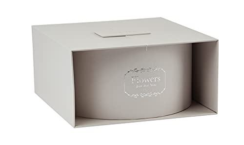 Oasis® Alice Boîte à chapeau ronde (doublée), motif « Flowers Just for You » avec couvercle, gris