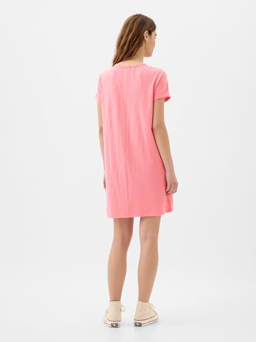 GAP Vestido Tipo Camiseta con Bolsillo Relajado para Mujer, Coral Frost, S