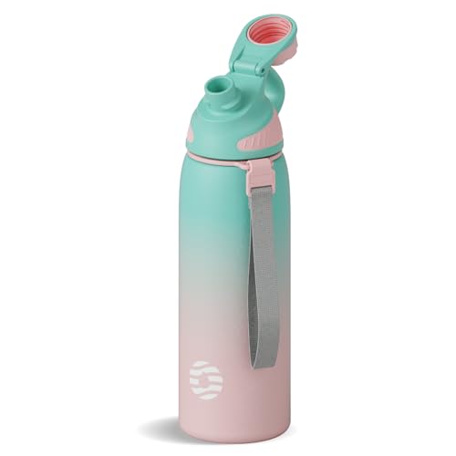 Image of Fjbottle 24oz Stainless Steel Insulated Water Bottle No Straw Spout Lid | Leakproof Keeps Cold 24H, Double Wall Vacuum Insulated, BPA Free, Easy to Clean Sports Water Bottle for Gym Hiking & Outdoor
