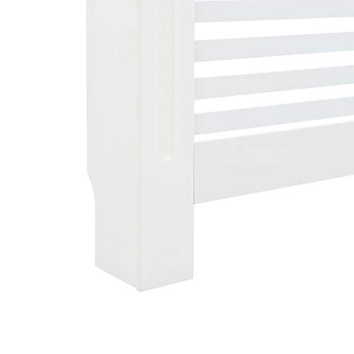 Unfade Memory MDF Radiator Cover Heating Cabinet with Additional Shelf Living Room Furniture Decor White (44.1\"x7.5\"x32.1\", Slatted Design) - Thumbnail 5