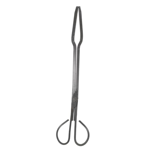 DIYEAH Pinzas para Chimenea de Hierro Reforzado Tenazas Resistentes para Leña y Carbón Mango Aislante para Uso Interior y Exterior Hogares y Barbacoas