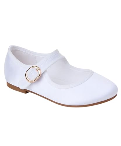 Girls' Satin Mary Jane Shoes - Buckle Strap Communion & Special Occasions Dress Shoes