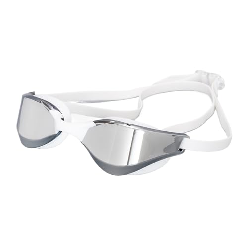 LIZHAYG Gafas Natacion Mujer Gafas de natación for adultos, impermeables, a prueba de niebla, gafas profesionales de buceo for carreras, hombres y mujeres, natación plateada fresca(White Silver)