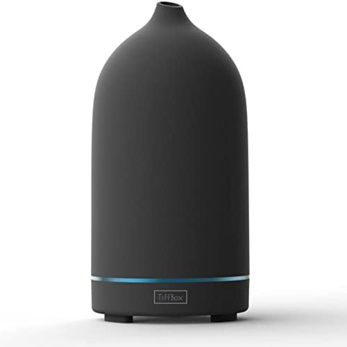 TiffBox Ceramic Essential Oil Diffuser for Essential Oils/Handcrafted Ultrasonic Humidifier/ 100ml Aromatherapy Diffuser Waterless Auto Shut-Off/4 Timing Set/ 7-Color Changing LED for Home Office