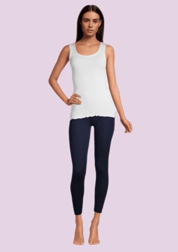 Women's Lettuce Edge Ribbed Wool & Silk Scoop Neck Tank Top 3442R2