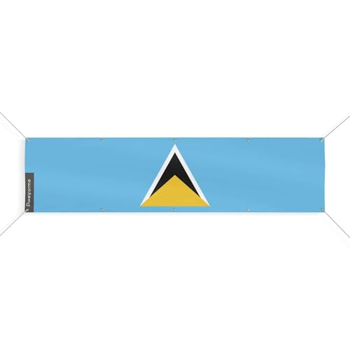 Drapeau de Sainte-Lucie grand format 110x440cm aux finitions 10 oeillets